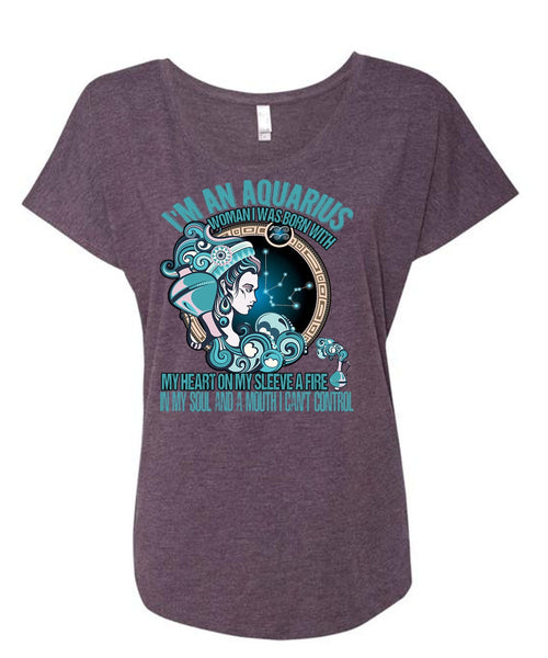 I'm An Aquarius T Shirt, My Heart On My Sleeve T Shirt, Cool Shirt (Ladies' Triblend Dolman Sleeve)
