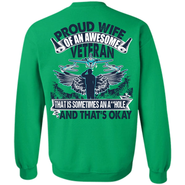 I Love Veteran T Shirt, Proud Wife Of An Awesome Veteran Sweatshirt