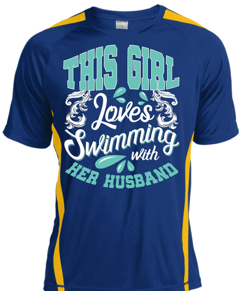This Girl Loves Swimming With Her Husband T Shirt, Being A Swimmer T Shirt, Cool Shirt