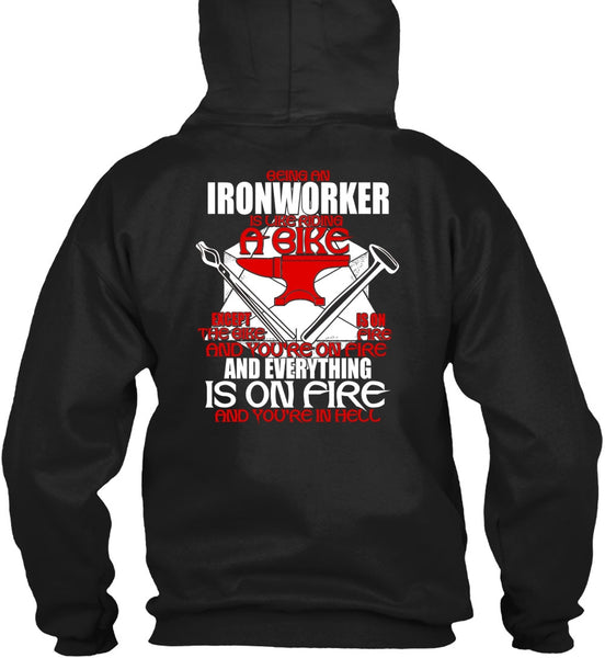 Being An Ironworker T Shirt, Like Riding A Bike T Shirt