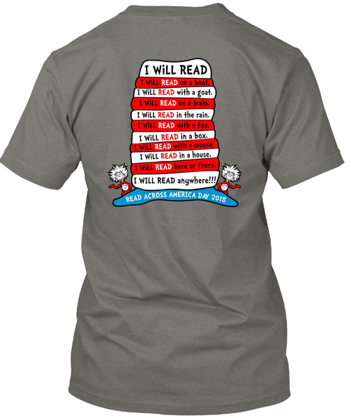 Dr. Seuss T Shirt, I Will Read On Boat T Shirt, The Cat in the Hat T Shirt, I Will Read Anywhere T Shirt