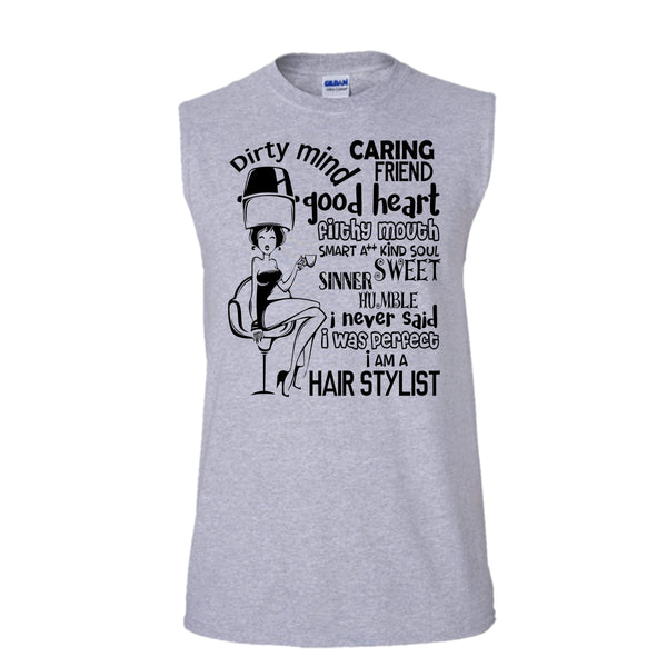Dirty Mind T Shirt, Coolest Hairstylist Tank Top (Men's Cotton Sleeveless)