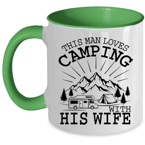 Married Coffee Mug, This Man Loves Camping With His Wife Accent Mug