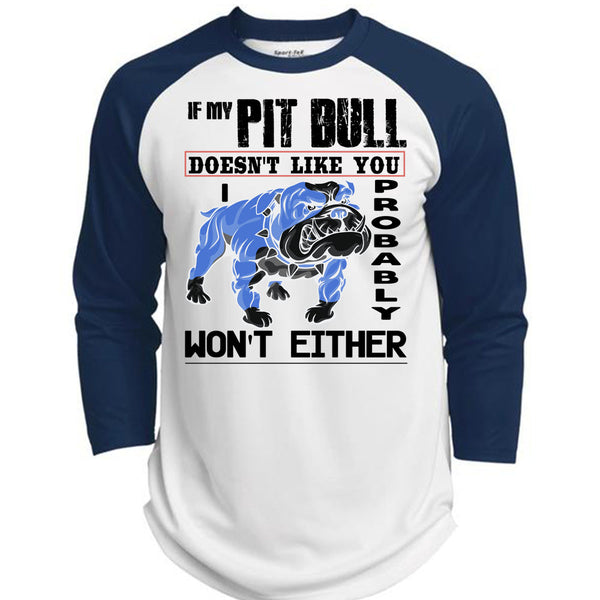If My Pit Bull Doesn't Like You T Shirt, I Love My Dogs T Shirt, Awesome T-Shirts  (Polyester Game Baseball Jersey)