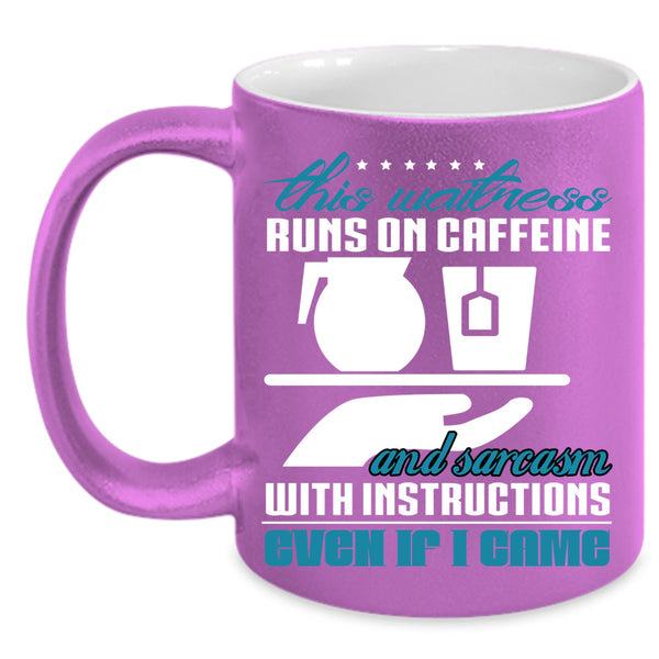 This Waitress Runs On Caffeine Coffee Mug, Funny Waitress Coffee Cup