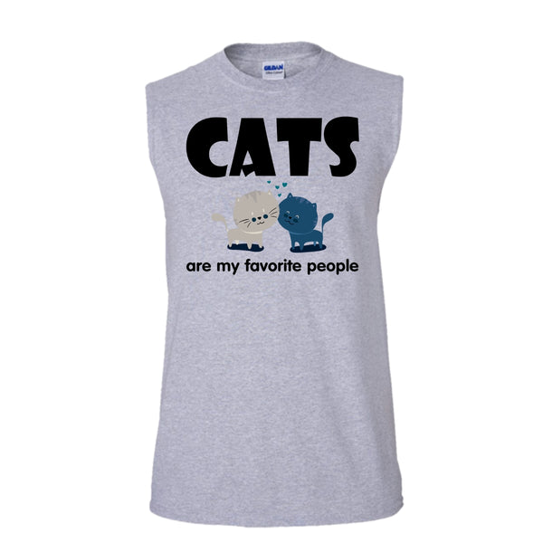 Cats Are My Favorite People Shirt, I Love My Cat Shirt (Men's Cotton Sleeveless)