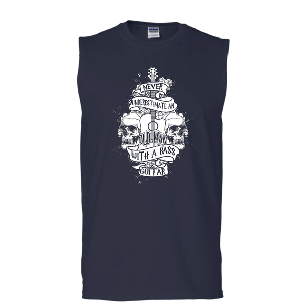 Never Underestimate T Shirt, An Old Man With A Bass Guitar Tank Top (Men's Cotton Sleeveless)