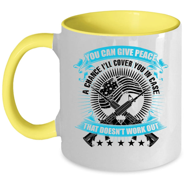 Cool Veterans Coffee Mug, You Can Give Peace A Chance Accent Mug