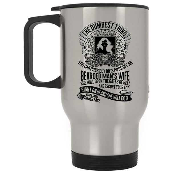 Cool Gift For My Wife Travel Mug, An Bearded Man's Wife Mug