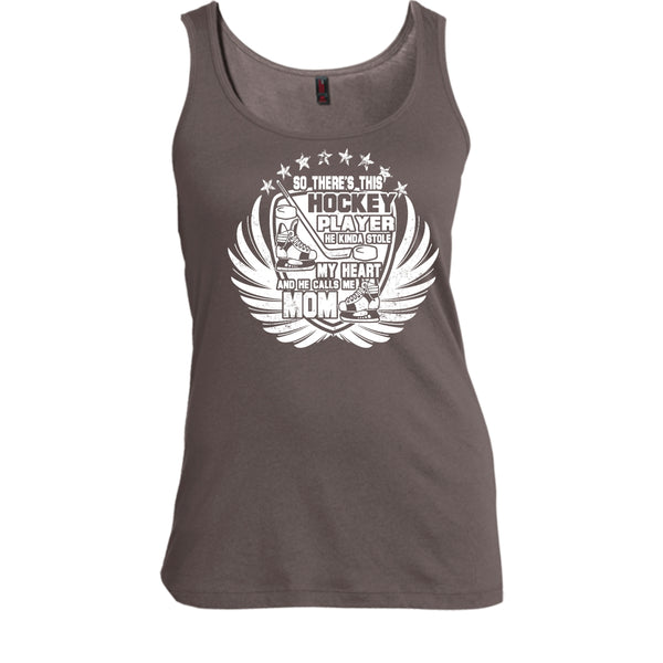 There's This Hockey Player T Shirt, He Calls Me Mom Tank Top