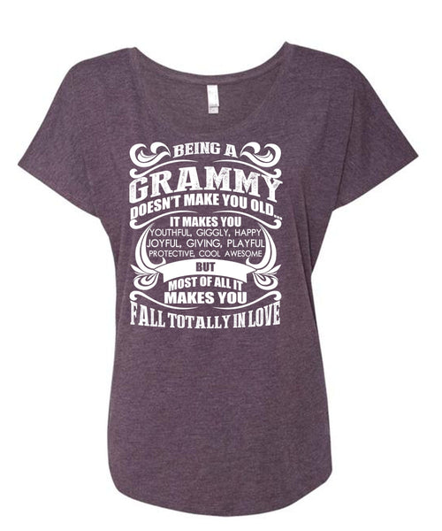 Being A Grammy T Shirt, Fall Totally In Love T Shirt, Cool Shirt (Ladies' Triblend Dolman Sleeve)