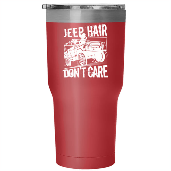 Jeep Hair Don't Care Tumbler 30 oz Stainless Steel, Cool Gift For Jeep Driver Travel Mug