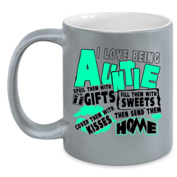 Cute Auntie Coffee Mug, I Love Being Auntie Accent Mug