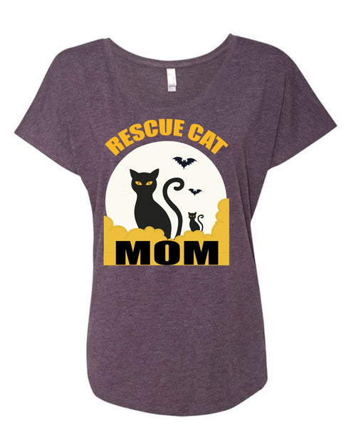 Rescue Cat Mom T Shirt, My Favorite T Shirt, Cool Shirt (Ladies' Triblend Dolman Sleeve)