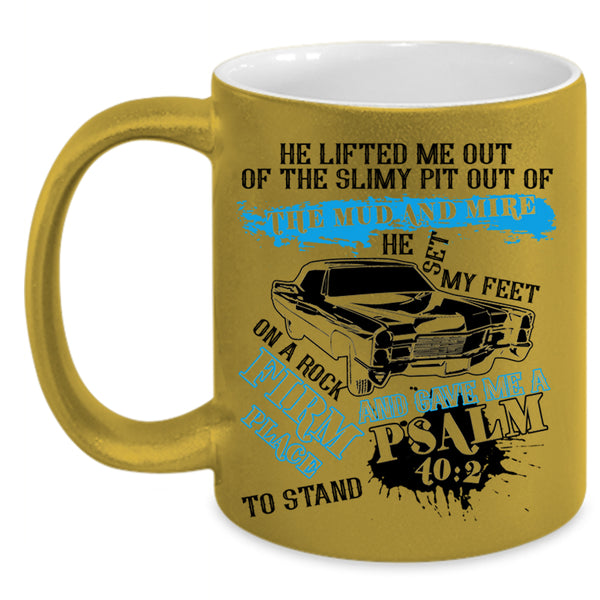 Cool Car Driver Coffee Mug, He Set My Feet On A Rock Firm Place Accent Mug