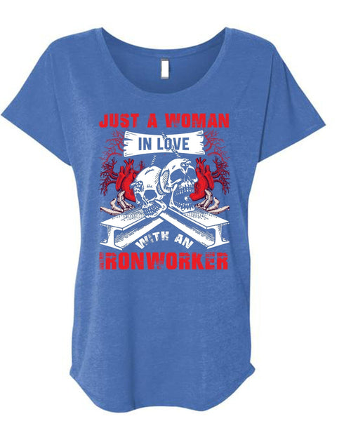 Love With An Ironworker T Shirt, Being An Ironworker T Shirt, Cool Shirt (Ladies' Triblend Dolman Sleeve)