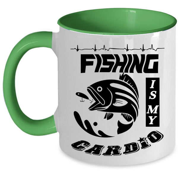 Awesome Fisher Coffee Mug, Fishing Is My Cardio Accent Mug