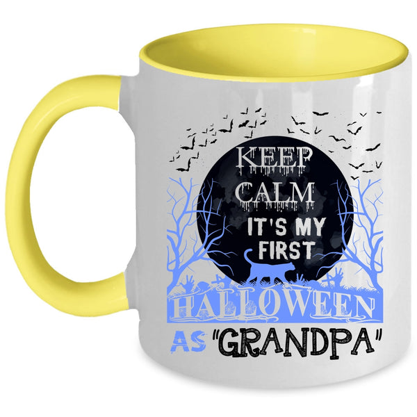 It's My First Halloween As Grandpa Coffee Mug, Keep Calm Accent Mug