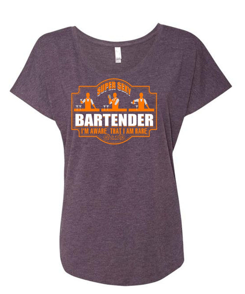 Bartender I'm Aware T Shirt, Being A Bartender T Shirt, Cool Shirt (Ladies' Triblend Dolman Sleeve)