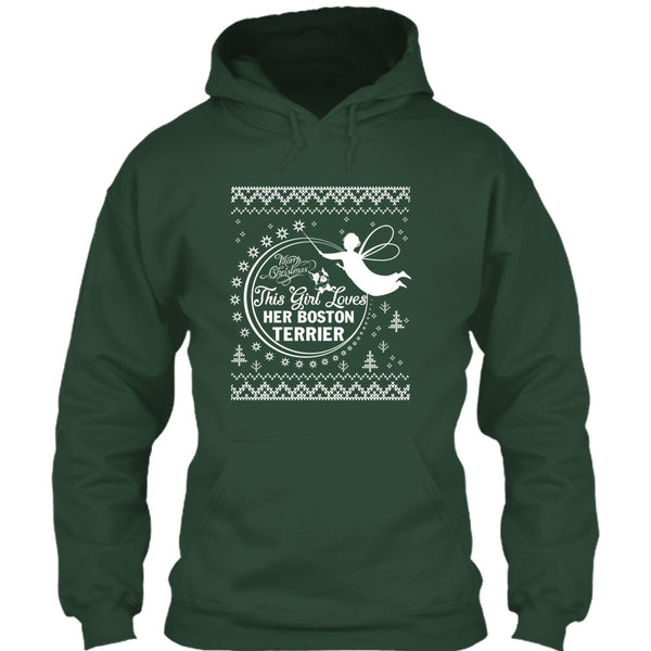 Merry Christmas T Shirt, This Girl Loves Her Boston Terrier T Shirt