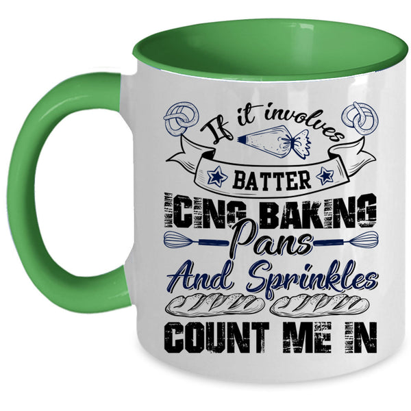 Funny Baking Coffee Mug, Batter Icing Baking Pans And Sprinkles Accent Mug