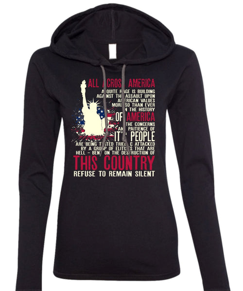 All Across America T Shirt, Being A Veteran T Shirt (Anvil Ladies Ringspun Hooded)