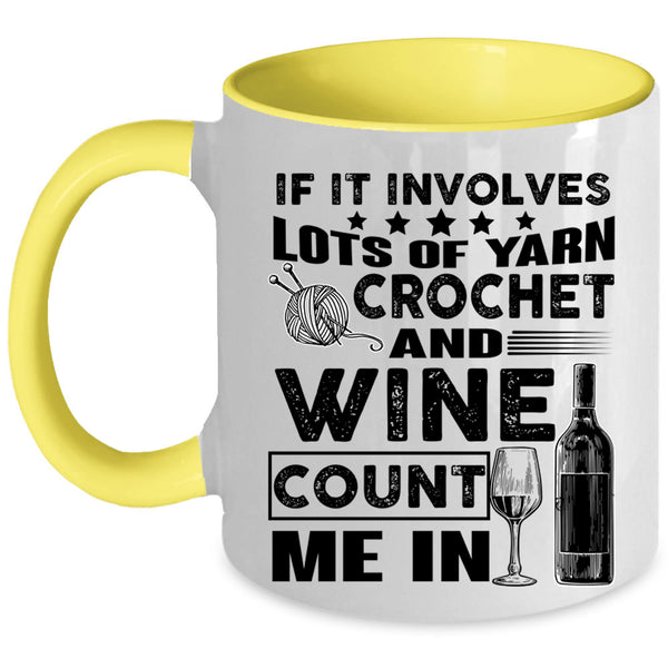Wine Drinker Coffee Mug, Crochet And Wine Accent Mug