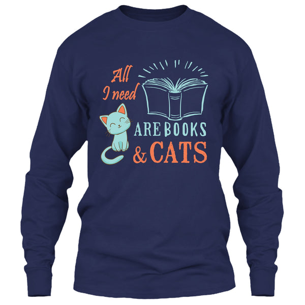 All I Need Are Books & Cats T Shirt, I Love My Cat T Shirt
