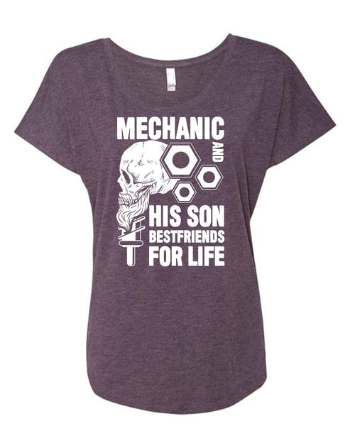 Mechanic And His Son Best Friend T Shirt, Being A Mechanic T Shirt, Cool Shirt (Ladies' Triblend Dolman Sleeve)
