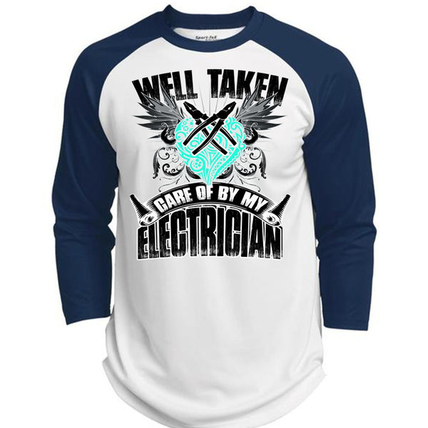 Care Of By My Electrician T Shirt, I Love Electrician T Shirt, Awesome T-Shirts  (Polyester Game Baseball Jersey)