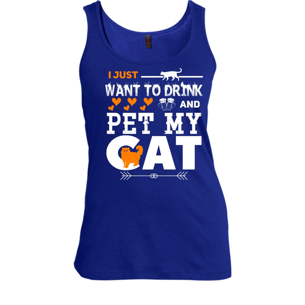 I Just Want To Drink And Pet My Cat Shirt, Cool Cat Shirt