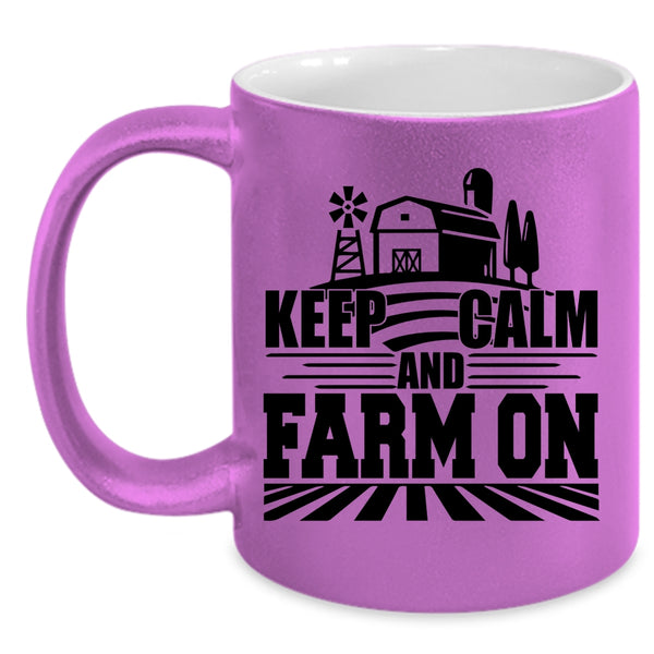 Cool Farming Coffee Mug, Keep Calm And Farm On Accent Mug