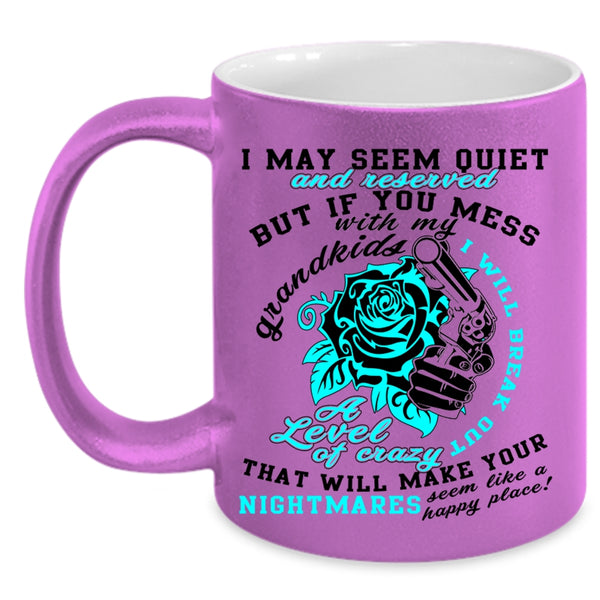 Cool Gift For Dad Coffee Mug, Don't Mess With My Grandkids Accent Mug