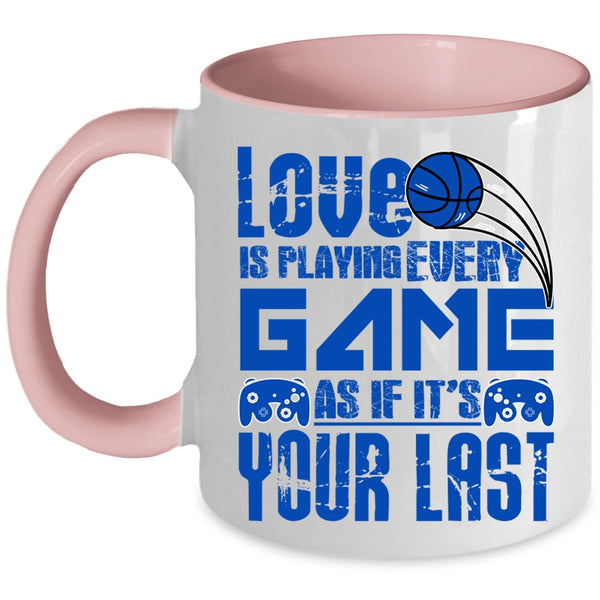 Funny Gift For Gamers Coffee Mug, Love Is Playing Every Game Accent Mug