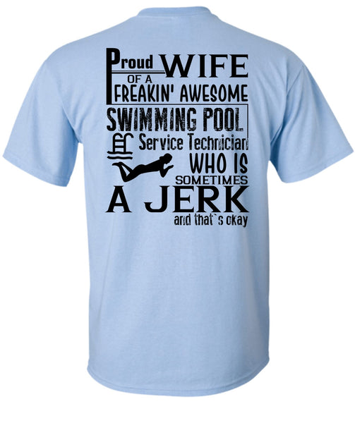 Proud Wife Of A Freaking Awesome Swimming T Shirt, I Love Swimmer T Shirt