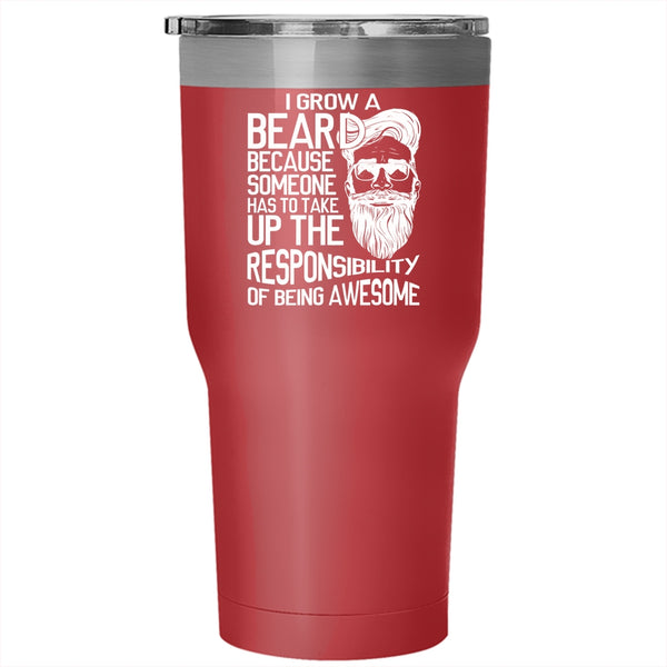 I Grow Beard Tumbler 30 oz Stainless Steel, Best Gift For Bearded Men Travel Mug