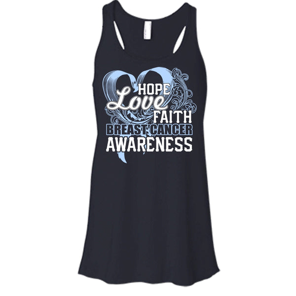 Hope Love Faith T Shirt, Breast Cancer Awareness Tank Top