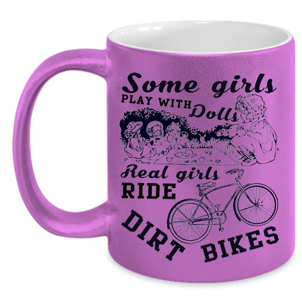 Cool Girls Coffee Mug, Real Girls Ride Dirt Bikes Accent Mug