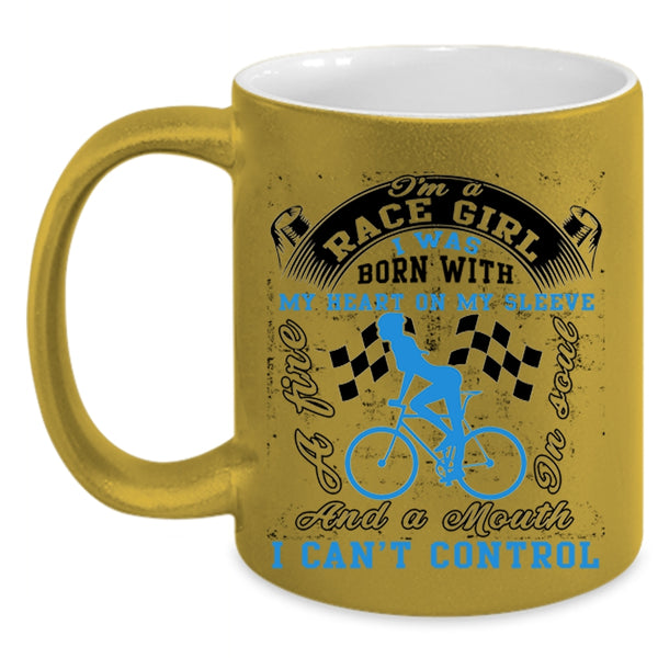 I Was Born With My Heart Coffee Mug, I'm A Race Girl Accent Mug