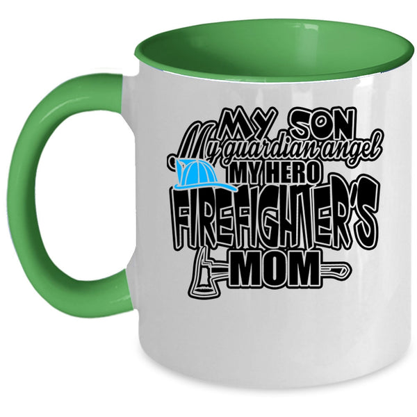 Firefighter's Mom Coffee Mug, My Son My Guardian Angel Accent Mug