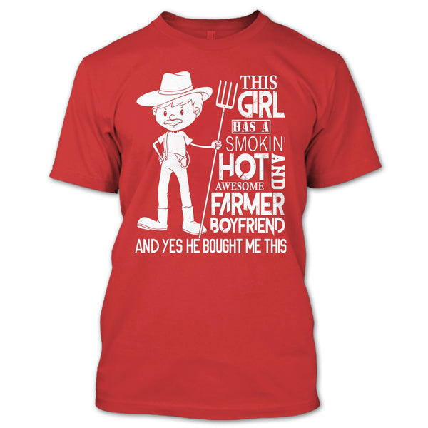 Awesome Farmer Boyfriend T Shirt, Coolest Farmer's Girlfriend T Shirt