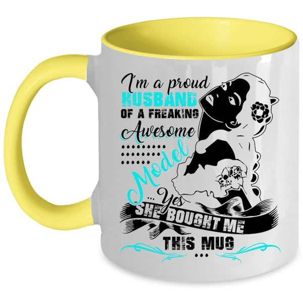 Cool Model's Husband Coffee Mug, I'm A Proud Husband Of A Model Accent Mug