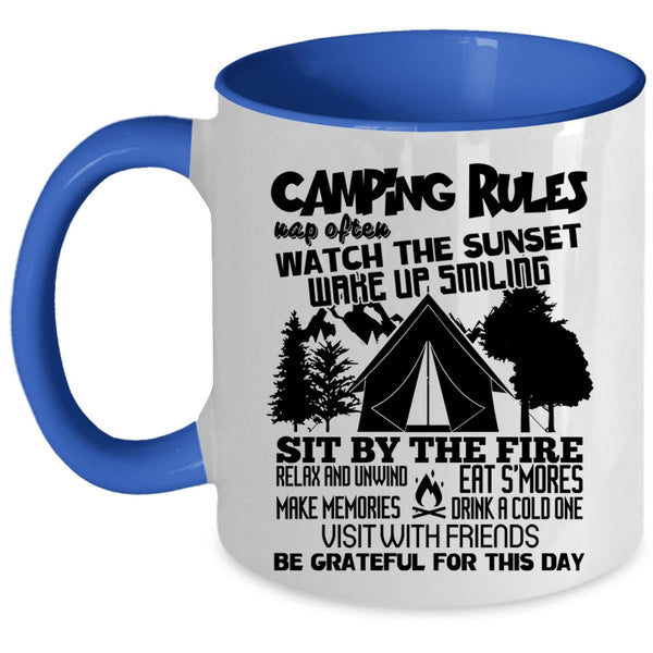 Awesome Gift For Camper Coffee Mug, Camping Rules Accent Mug