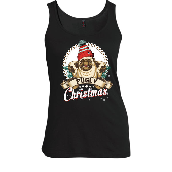 Pugly Christmas T Shirt, Coolest Pug Tank Top