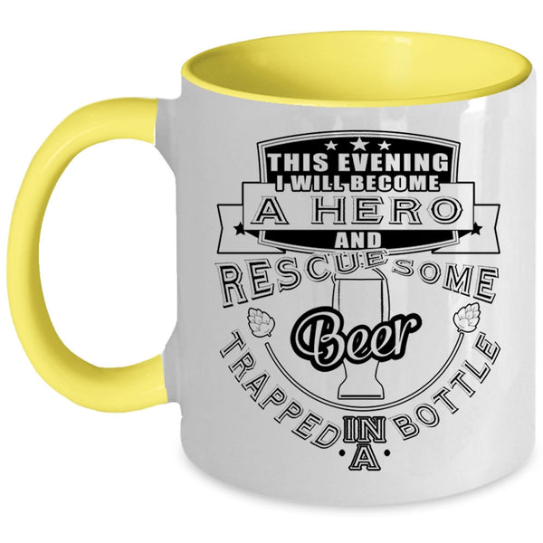 Funny Coffee Mug, Rescued Some Beer Trapped In A Bottle Accent Mug