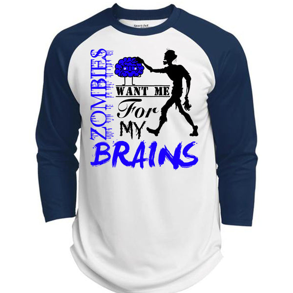 Zombies Want Me For My Brains T Shirt, Wait For Halloween T Shirt, Awesome T-Shirts  (Polyester Game Baseball Jersey)