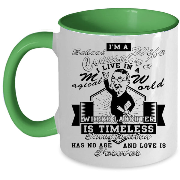 Cool Just Married Coffee Mug, I'm A School Counselor's Wife Accent Mug