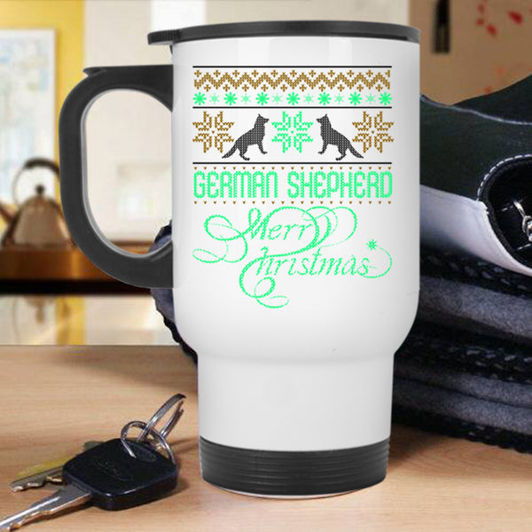 Merry Christmas Travel Mug, German Shepherd Mug