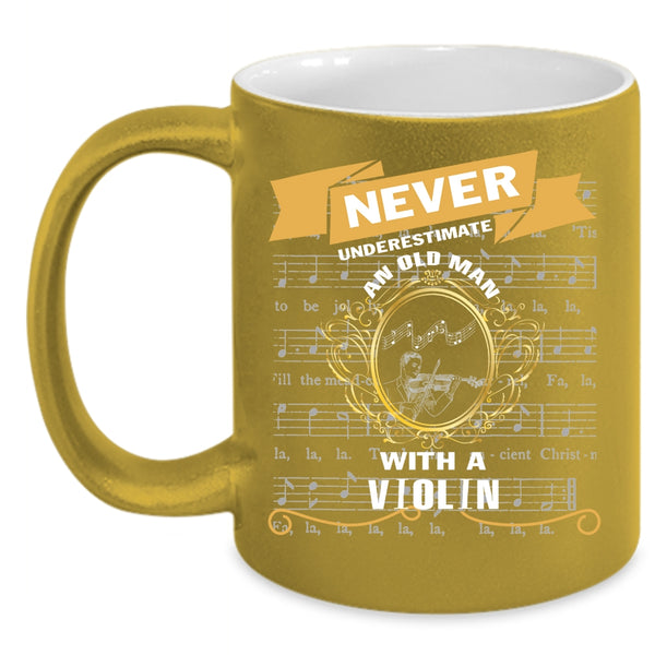 An Old Man With A Violin Coffee Mug, Cool Grandfather Coffee Cup