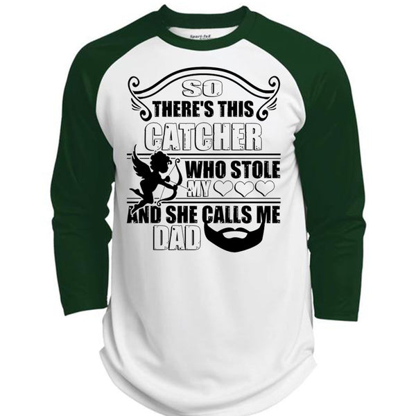 So There's This Catcher Who Stole My Heart T Shirt, Being A Daddy T Shirt, Awesome T-Shirts  (Polyester Game Baseball Jersey)